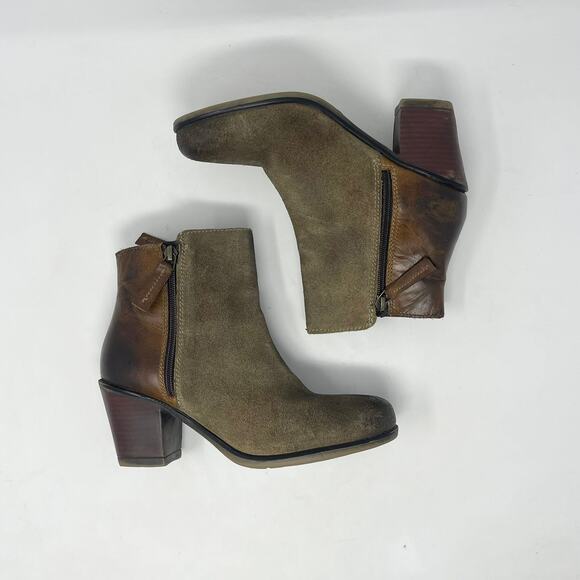 Roan by Bed Stu Lina Tan Suede Ankle Boot Womens 7.5 Tan Suede‎ Leather 3” Heel - Picture 7 of 8